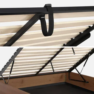 Storage bed 160x200 cm walnut wood with integrated storage