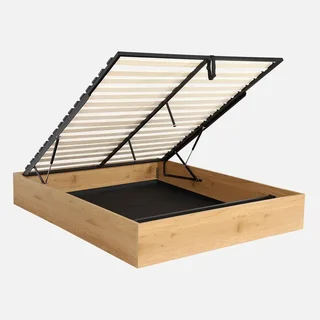 Storage bed 160x200 walnut wood with integrated storage