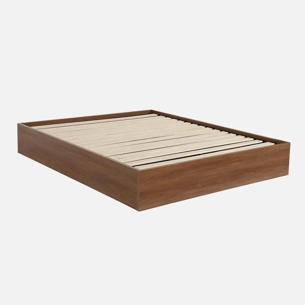 Storage bed 160x200 cm walnut wood with integrated storage
