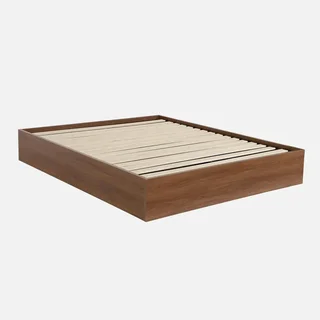 Storage bed 160x200 cm walnut wood with integrated storage