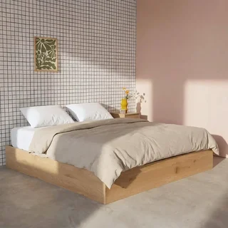 Storage bed 160x200 walnut wood with integrated storage