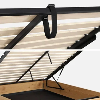 Storage bed 160x200 walnut wood with integrated storage