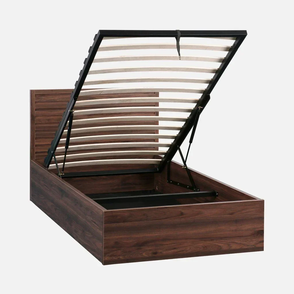 Lit coffre Madere 90x190 cm scandinave bois avec rangement et sommier lattes
