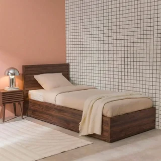 Lit coffre Madere 90x190 cm scandinave bois avec rangement et sommier lattes