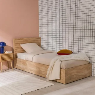 Lit coffre 90x190 cm Madere style scandinave avec rangement intégré