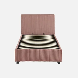 Lit coffre velours côtelé 90x190 cm avec rangement intégré