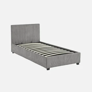 Lit coffre velours côtelé 90x190 avec rangement intégré et tête de lit