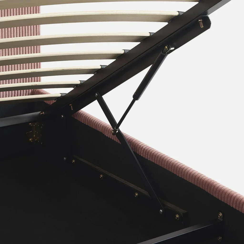 Lit coffre velours côtelé 90x190 cm avec rangement intégré
