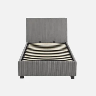 Lit coffre velours côtelé 90x190 avec rangement intégré et tête de lit