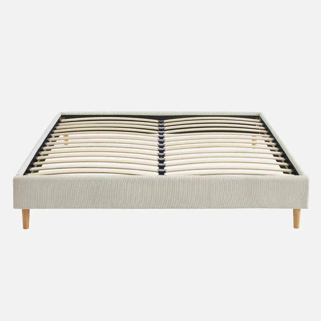 Lit double 160x200 velours côtelé sommier lattes Milton