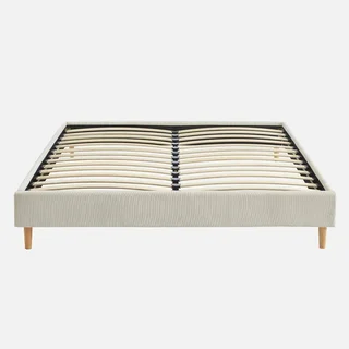 Lit double 160x200 velours côtelé sommier lattes Milton