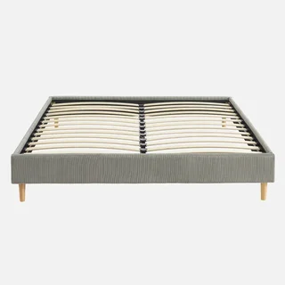 Lit double velours côtelé 160x200 cm avec sommier à lattes intégré