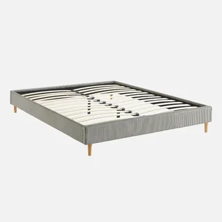 Lit double velours côtelé 160x200 cm avec sommier à lattes intégré