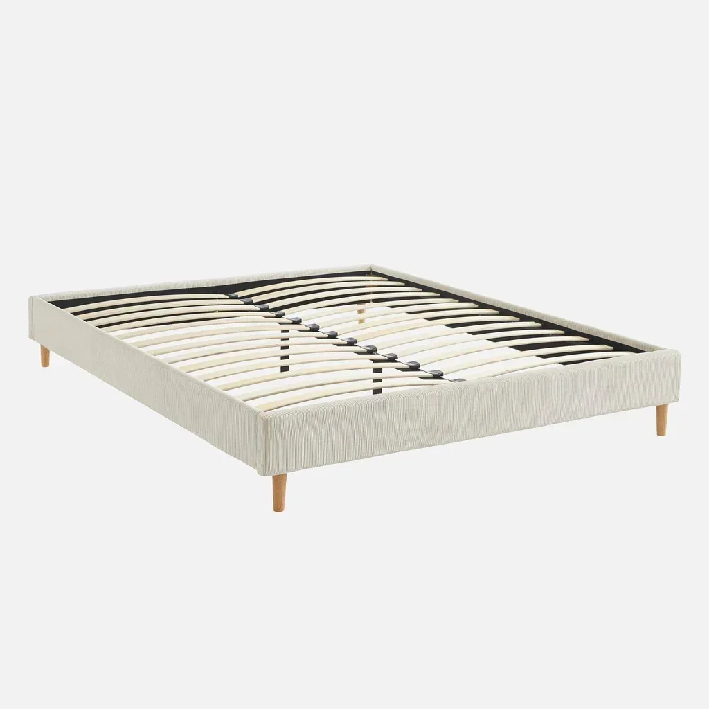 Lit double 160x200 velours côtelé sommier lattes Milton