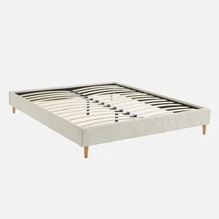 Lit double 160x200 velours côtelé sommier lattes Milton
