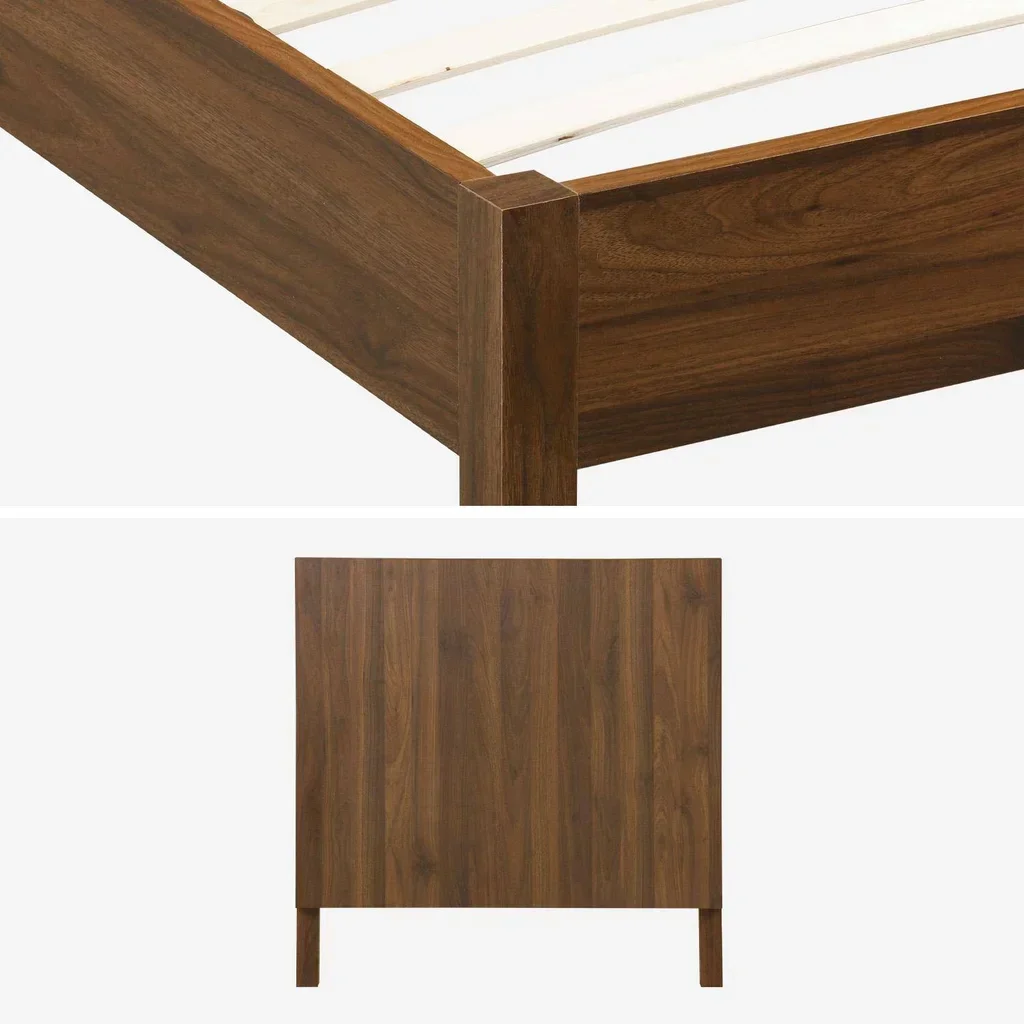 Lit enfant 90x190 cm Linear bois vintage avec tête de lit et sommier à lattes