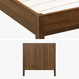 Lit enfant 90x190 cm Linear bois vintage avec tête de lit et sommier à lattes