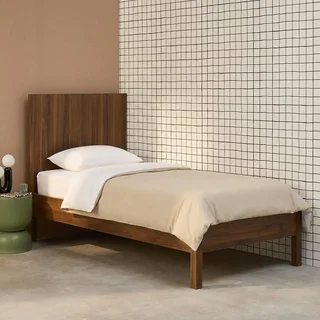 Lit enfant 90x190 cm Linear bois vintage avec tête de lit et sommier à lattes