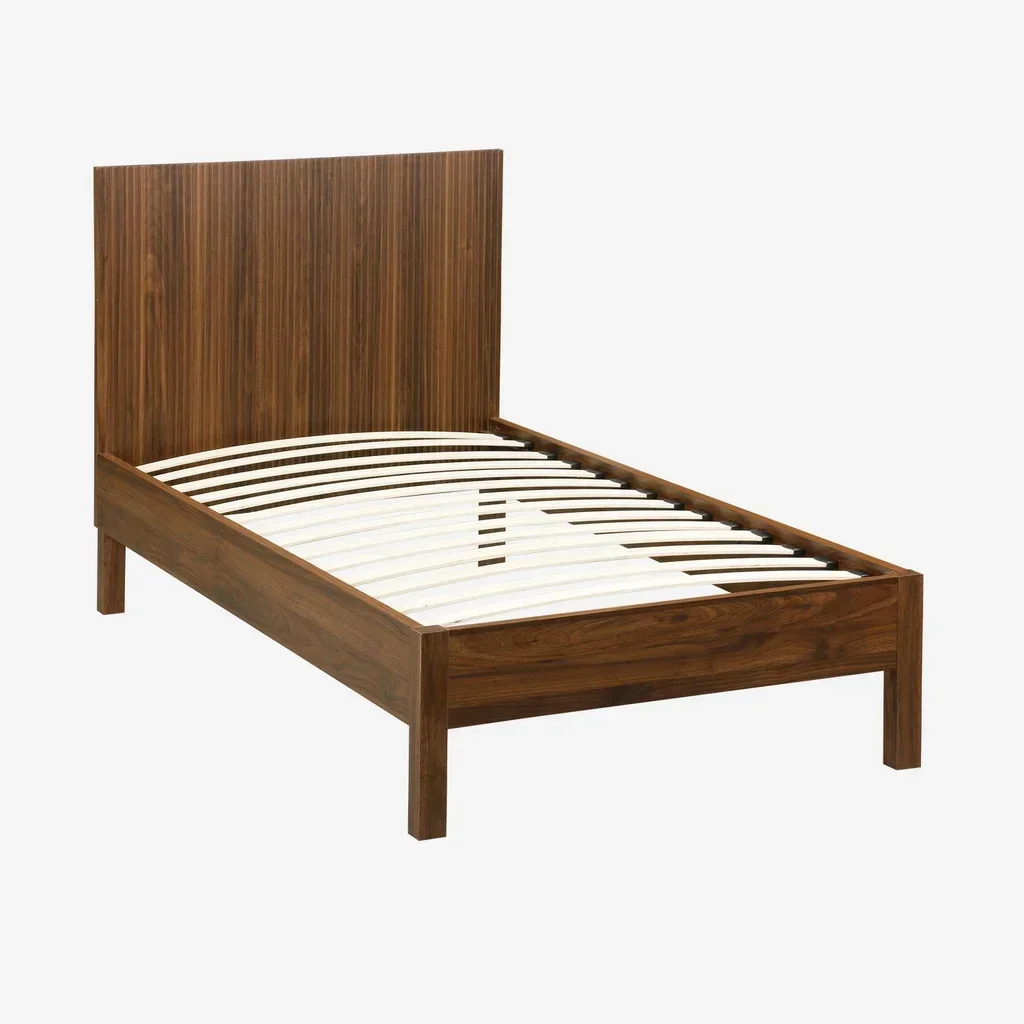 Lit enfant 90x190 cm Linear bois vintage avec tête de lit et sommier à lattes