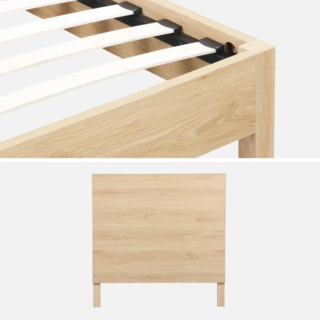 Lit enfant 90x190 cm Linear sommier lattes bois vintage