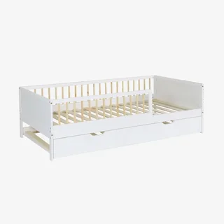 Lit junior Elio 90x190 pin massif avec tiroir gigogne et sommier lattes