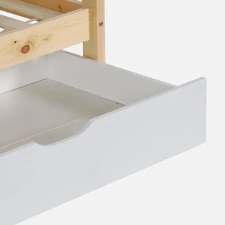 Lit superposé cabane pin massif 90x190 avec rangements tiroirs