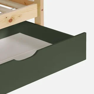 Lit superposé cabane enfant 90x190 pin massif naturel avec rangements tiroirs