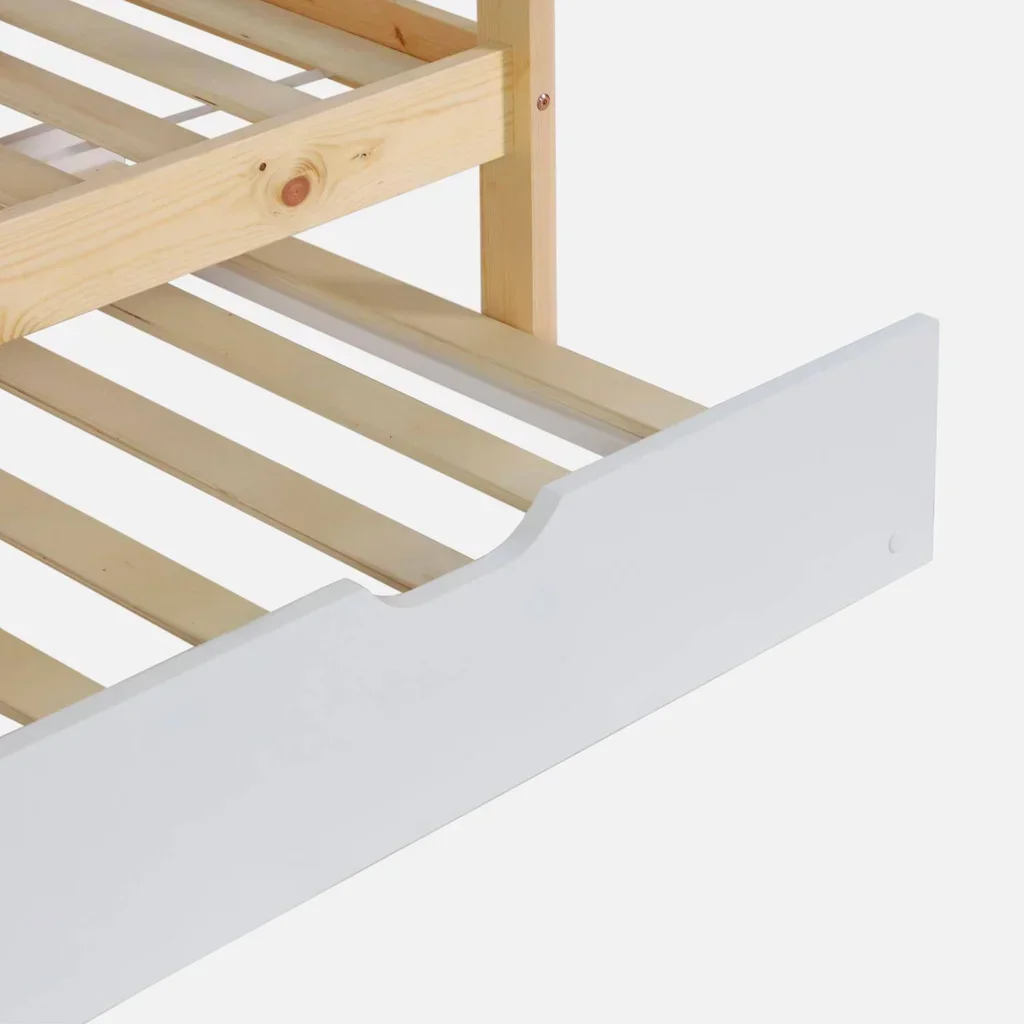 Lit cabane superposé 90x190 pin naturel avec tiroir lit enfant