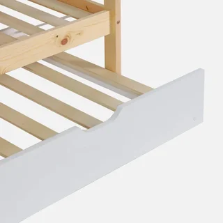 Lit cabane superposé 90x190 pin naturel avec tiroir lit enfant