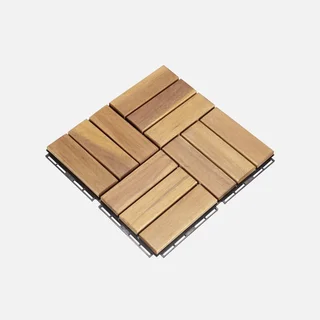 Set of 11 interlocking acacia wood deck tiles 30x30cm outdoor patio flooring