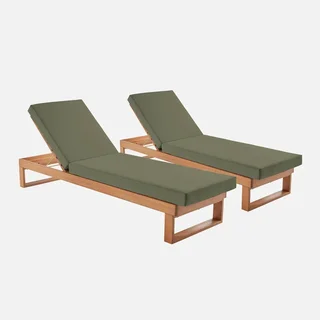 Set de 2 tumbonas de eucalipto ajustables Pamplona