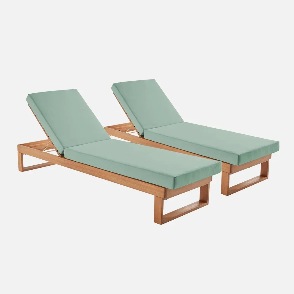 Set de 2 tumbonas ajustables de eucalipto Pamplona para jardín
