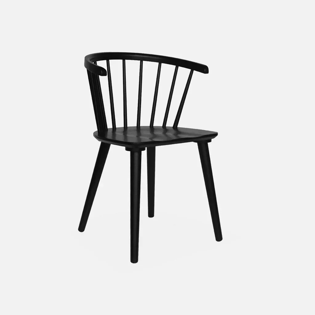 Lot 2 chaises bois hévéa dossier barreaux design intemporel Paula