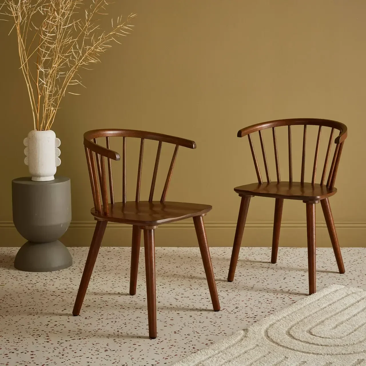 Chaises bois hévéa barreaux Paula lot de 2 design intemporel