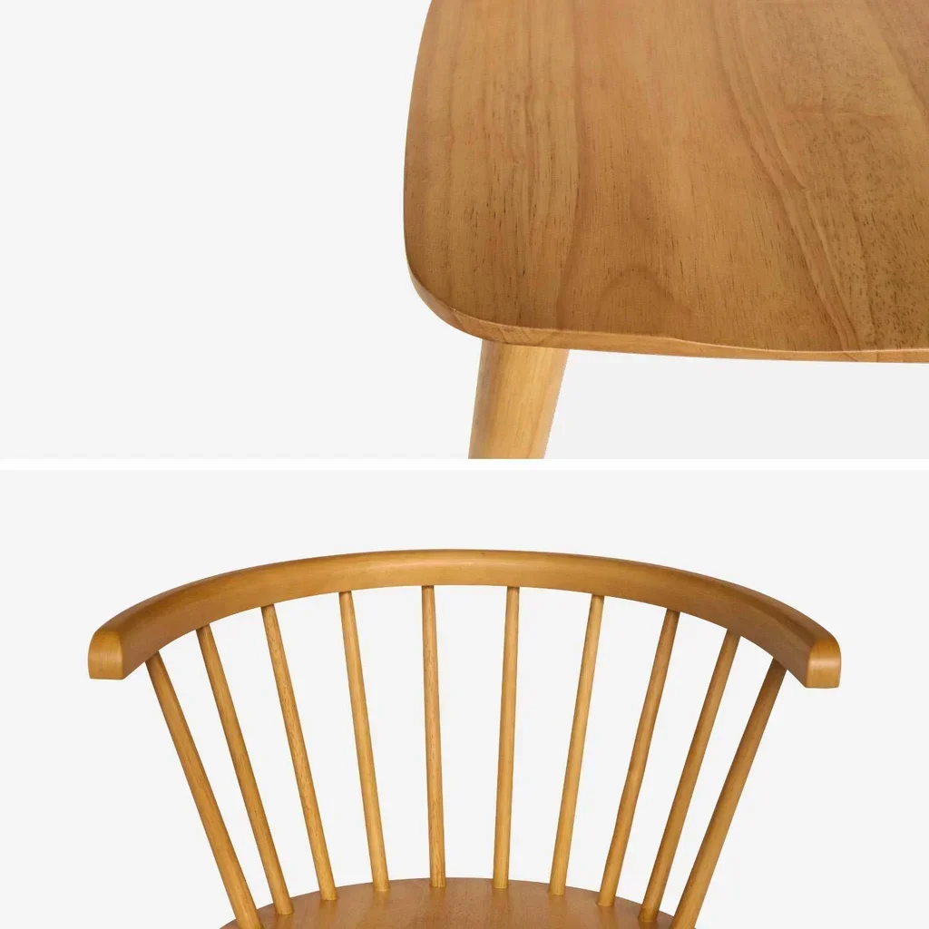 Lot 2 chaises barreaux bois hévéa contreplaqué Paula
