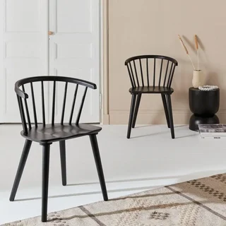 Lot 2 chaises bois hévéa dossier barreaux design intemporel Paula