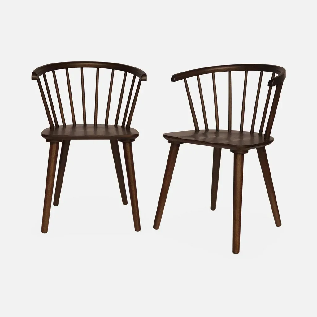 Chaises bois hévéa barreaux Paula lot de 2 design intemporel