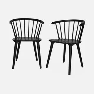 Lot 2 chaises bois hévéa dossier barreaux design intemporel Paula