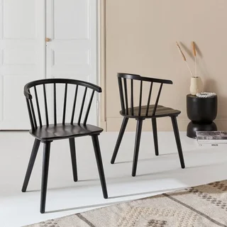 Lot 2 chaises bois hévéa dossier barreaux design intemporel Paula