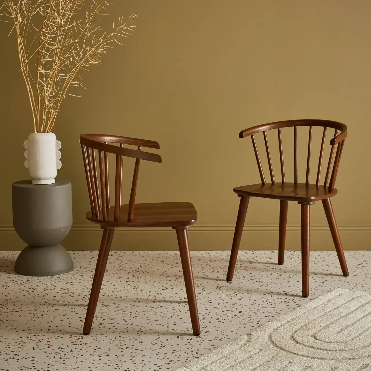 Chaises bois hévéa barreaux Paula lot de 2 design intemporel