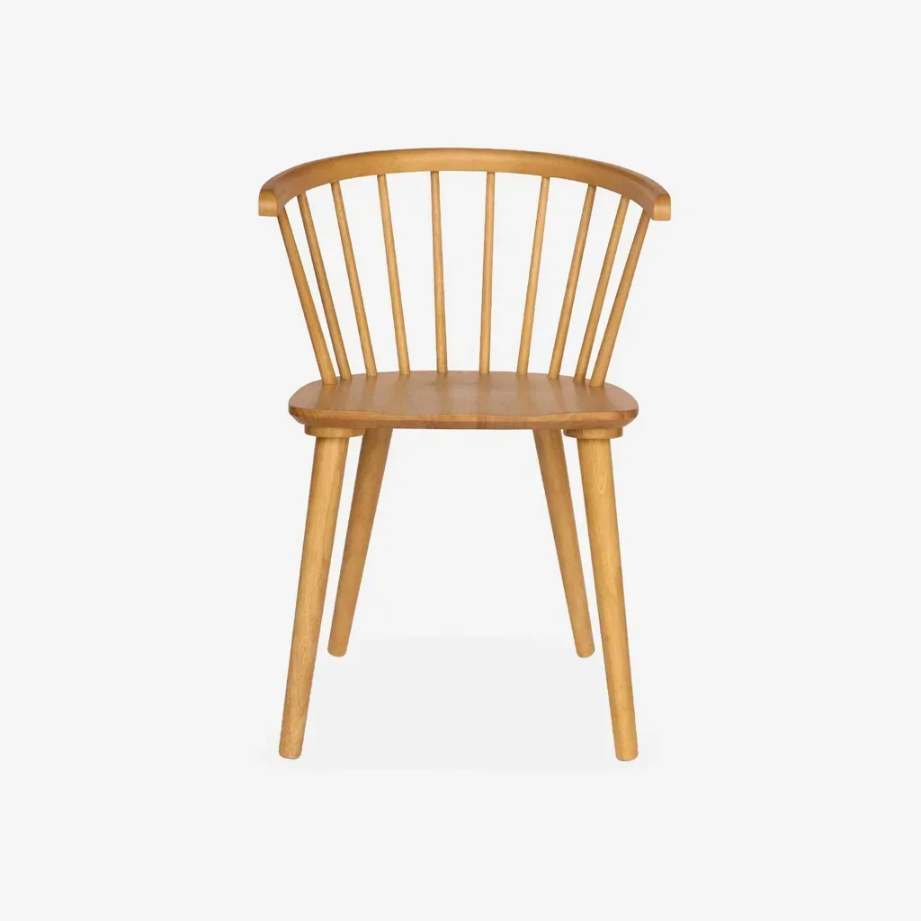 Lot 2 chaises barreaux bois hévéa contreplaqué Paula