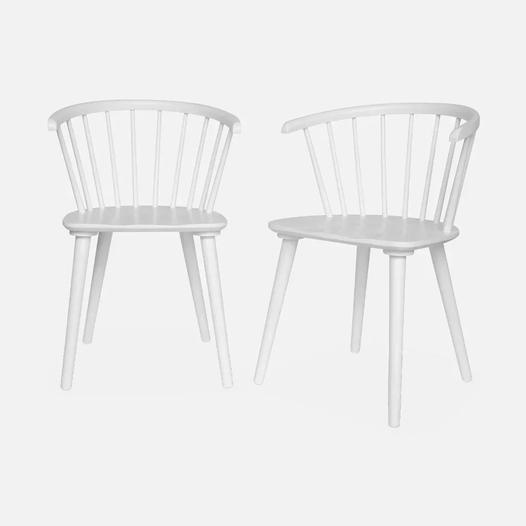Chaises bois hévéa dossier barreaux style scandinave Paula