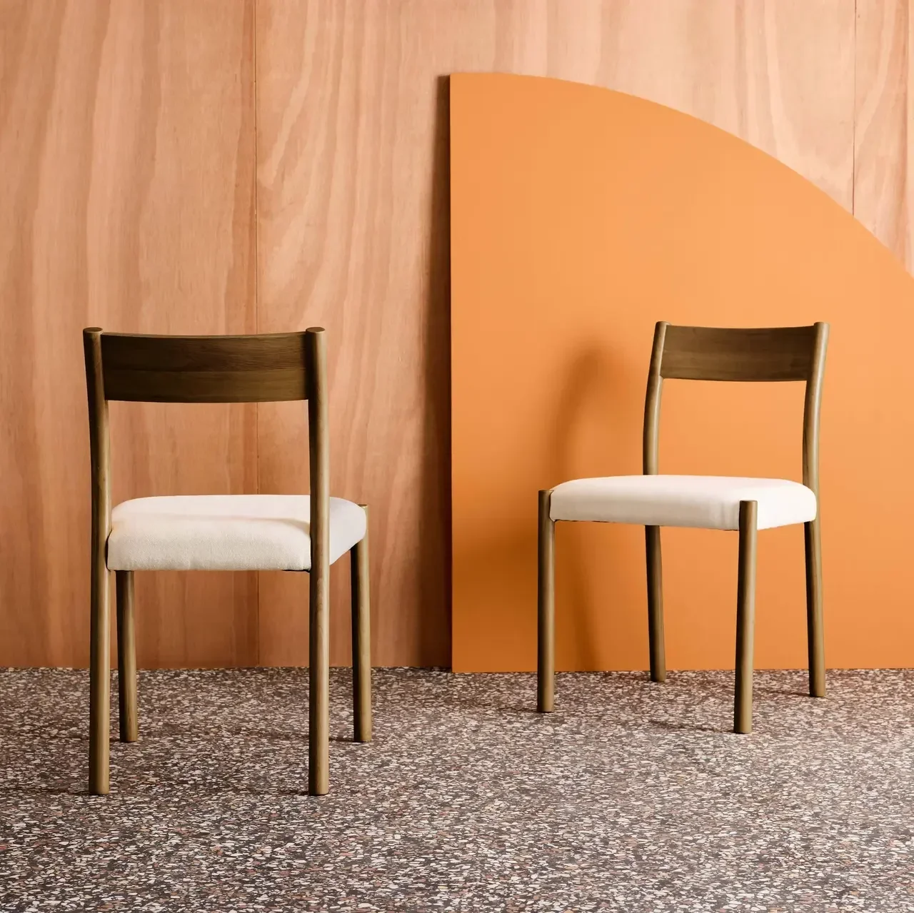 Chaises bohème vintage hévéa tissu beige Ella - Lot de 2