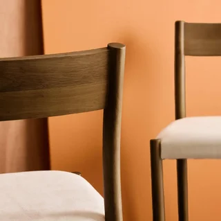 Chaises bohème vintage hévéa tissu beige Ella - Lot de 2