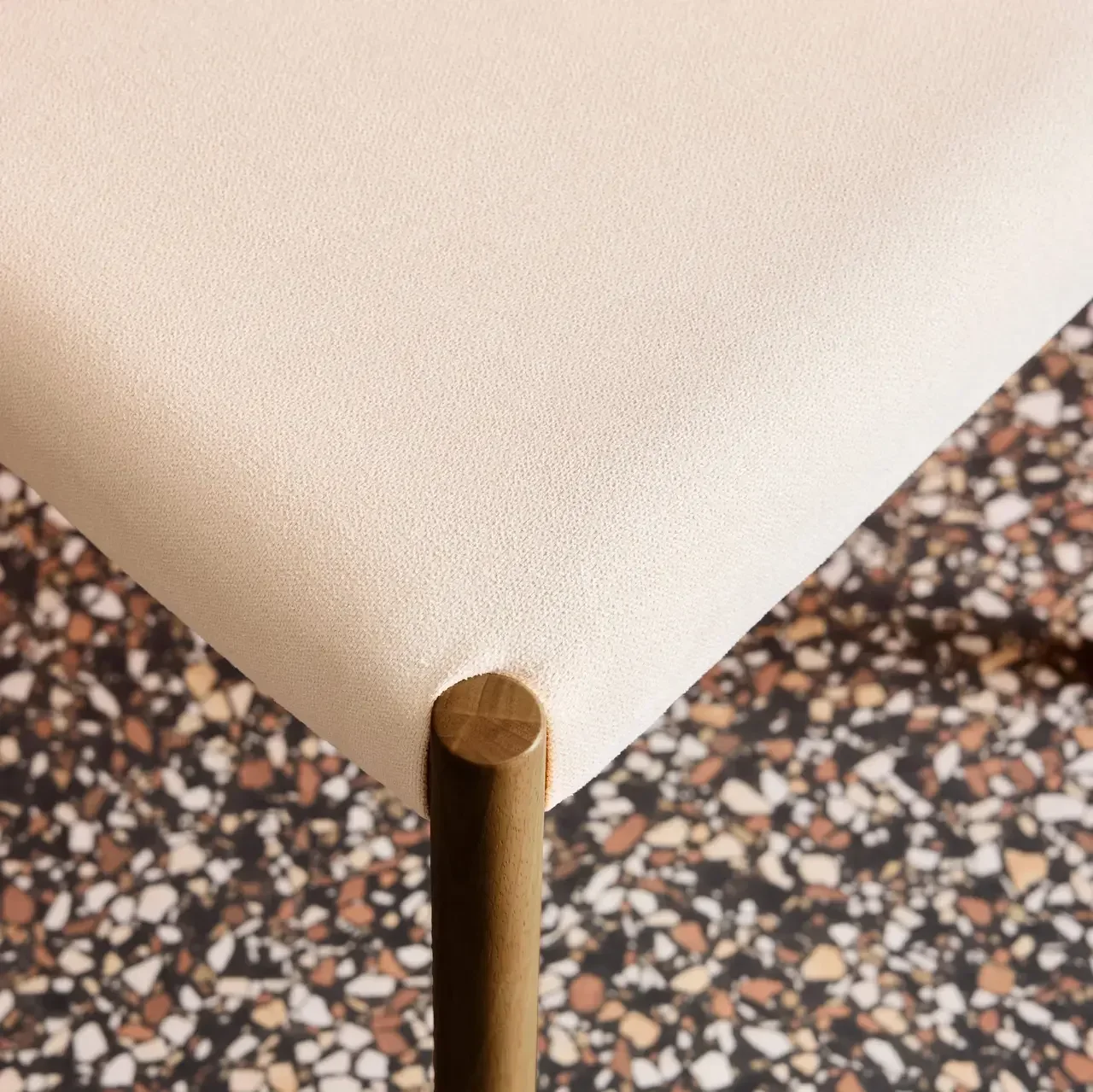 Chaises bohème vintage hévéa tissu beige Ella - Lot de 2