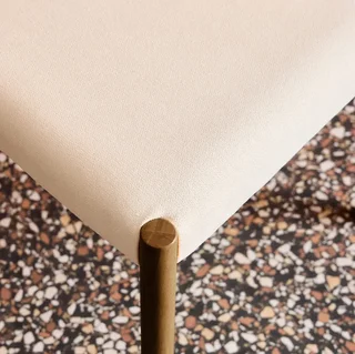 Chaises bohème vintage hévéa tissu beige Ella - Lot de 2