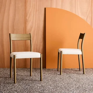 Chaises bohème vintage hévéa tissu beige Ella - Lot de 2