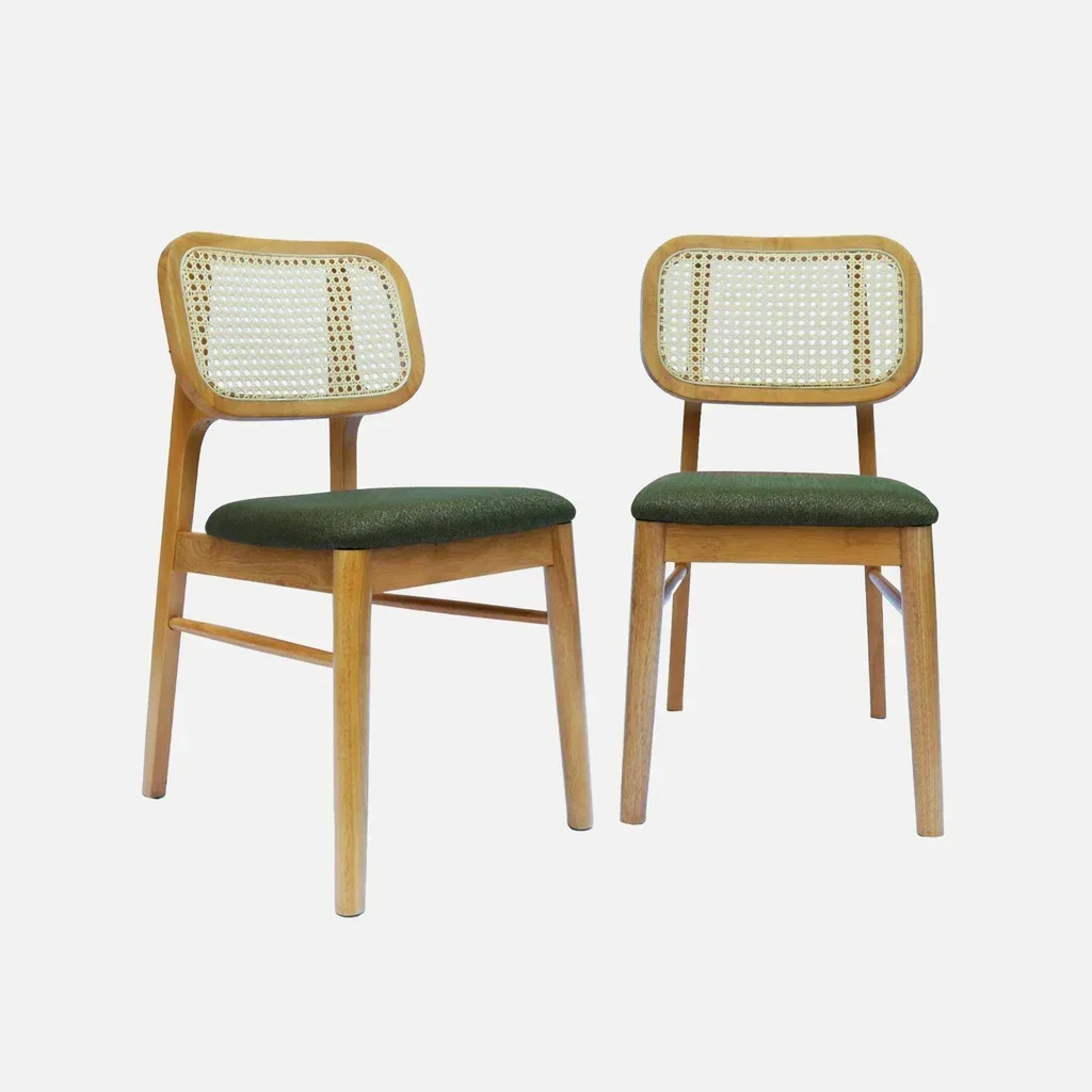 Lot de 2 chaises cannage hévéa style bohème Mani