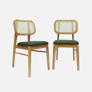 Lot de 2 chaises cannage hévéa style bohème Mani