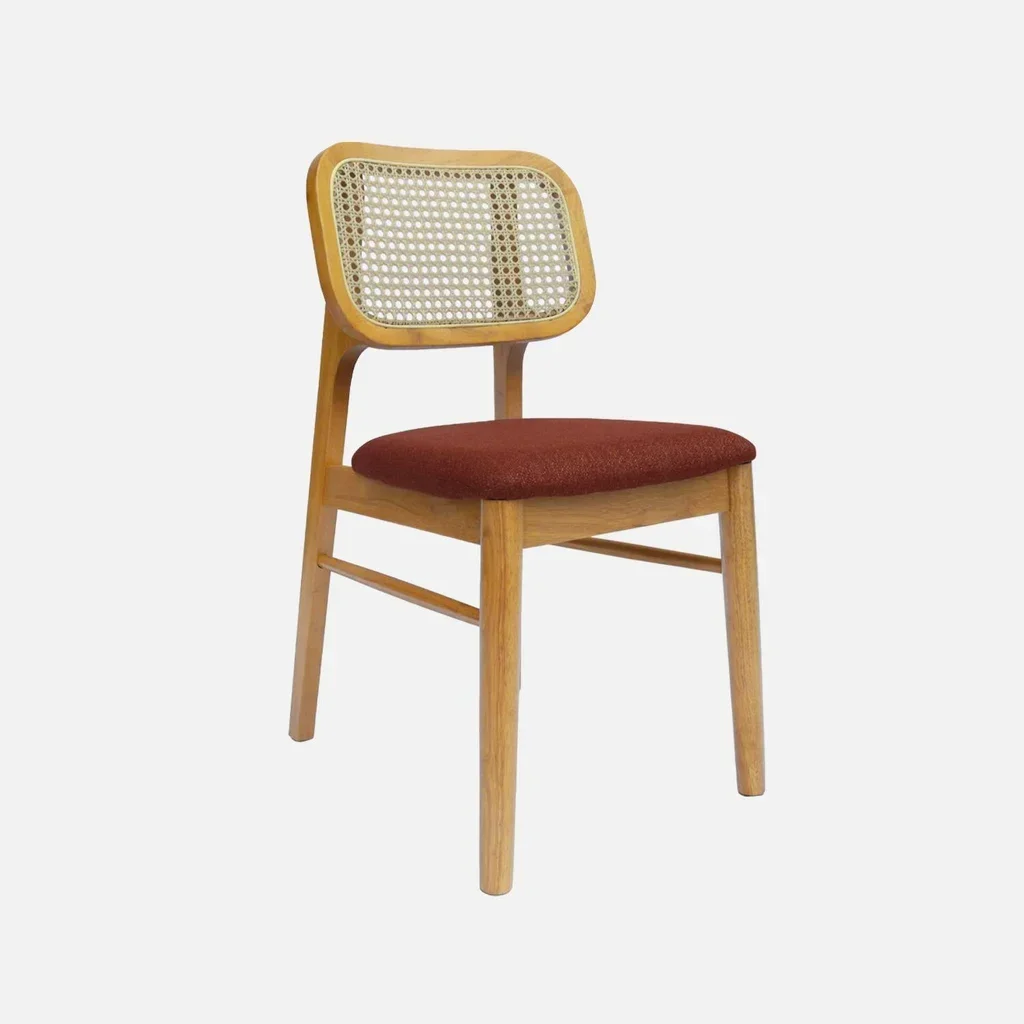 Chaises cannage hévéa style bohème lot 2